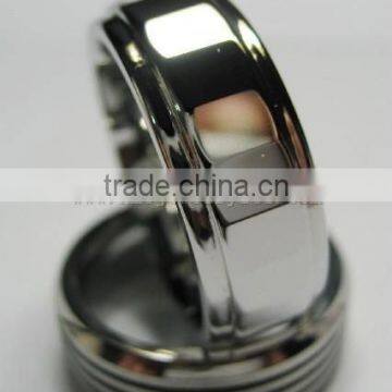 Beveled Step Edge Cobalt Ring with Brush Finished Matrix Pattern