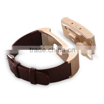 Smart Bluetooth Car Caller Headphones Sport Leather Watch Strap for Business Man