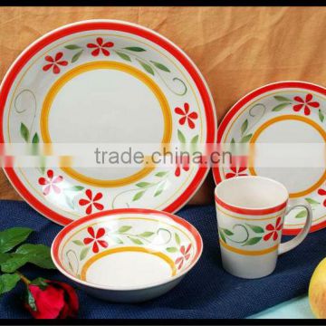 flowers with willows stoneware tableware made in China 16pcs ceramic dinnerware handpainted stoneware dinner set