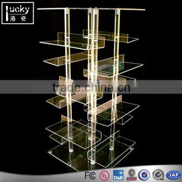 Custom acrylic multi display stand in one toy display rack for wallet and shoes display