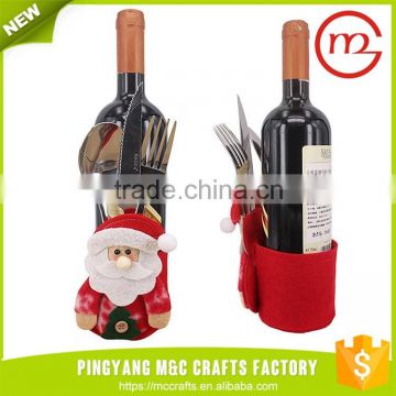 New design cheap christmas decor tableware holder bag wine bottle sleeve