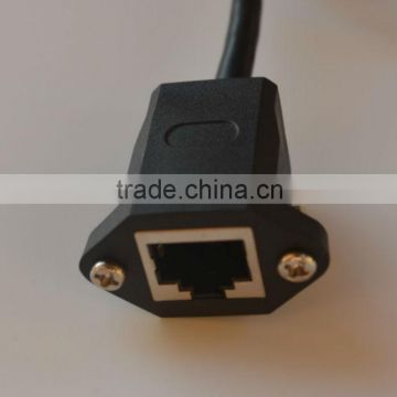 Ethernet RJ45 receptacle panel mount RJ45 with cat 5e cable network female port fixed to wall