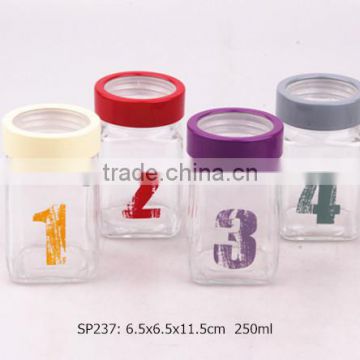 250ml glass spice jar with figure decal