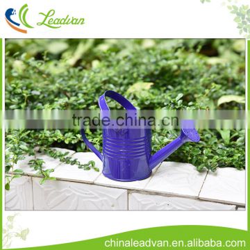 Purple decorative water can design garden metal flower pots