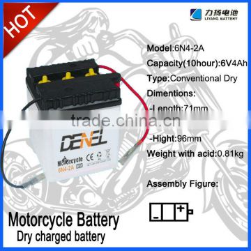 Dry Charged Vented Motorcycle Battery 6N6-1B 6V 6AH