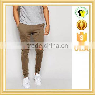 latest design joggers slim fit sweatpants with knee rips