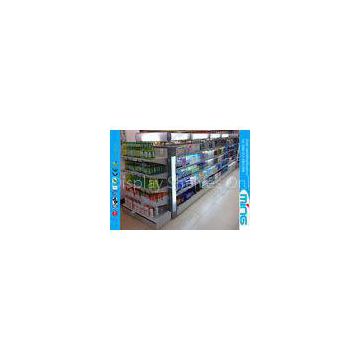 Cosmetic Gondola Retail Display Shelves , Metal Shelving for Supermarket