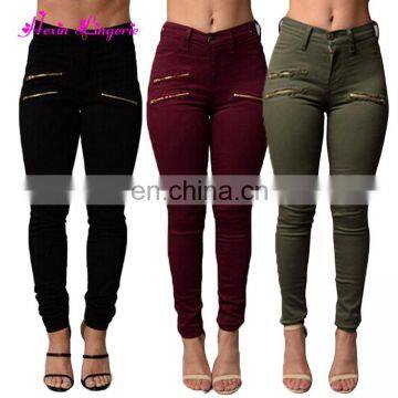Wish Hot Sale plus size ArmyGreen long trousers hot women jeans pants factory