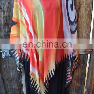 INDIAN STYLE HAND PAINTED ART TO WEAR OPEN ZAINAB PONCHO COLLECTION