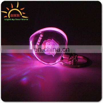 charming Wedding Favors Personalized logo Key Chain /OEM logo printing LED Light Crystal Keychain