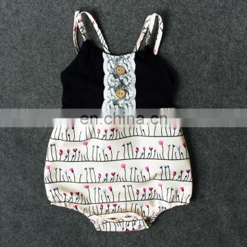 Wholesale new arrival gallus floral pattern cute beautiful Baby Girl Romper