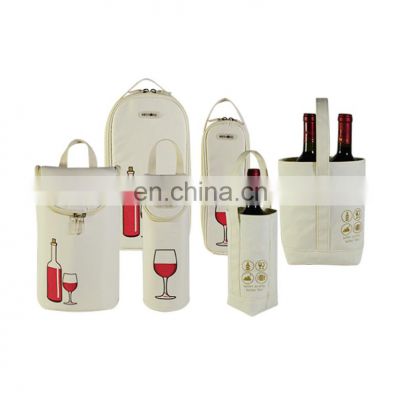 High quality thick  Natural Color Recycled Travel Picnic gift packing 100% bottle cotton tote canvas wine bags with your logo