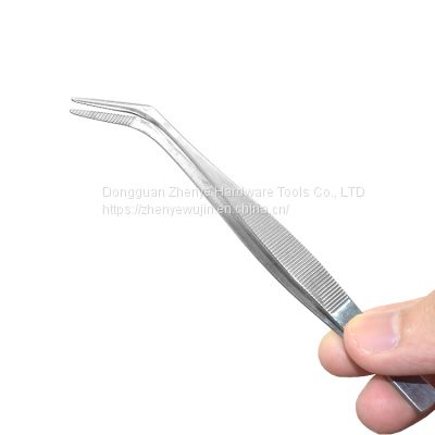Stainless steel straight head round head elbow fleshy lengthening toothless large size dressing long tweezers