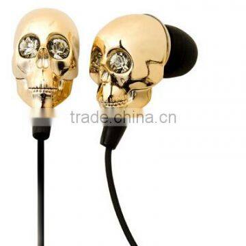 Cute high quality metal skull earphone for promotion