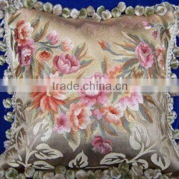High grade artificial silk imitate handmade aubusson sofa cushion with tassel