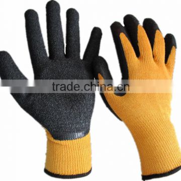 Cheapest 10 Gauge Polyester Liner Safety Glove Crinkle Latex Coated Gloves Construction Gloves