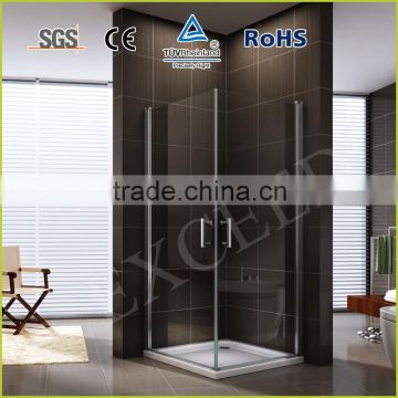 Square pivot system tempered glass shower enclosure EX-211