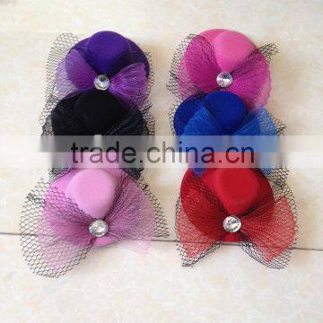 popular design feather mini top hat with gauze