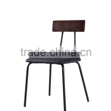 wood back and PU seat with powder coated legs dining chair, new design dining chair DC9027