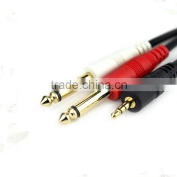 3.5mm to 6.35 Gold plated 1RCA/M to 2RCA/M audio cable 1.5mm 5F