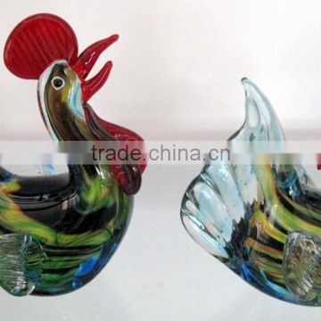 Hand made murano glass cock for home decoration