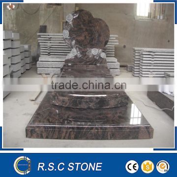 Western style hand carved heart shape granite tombstone