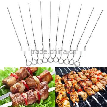NBRSC 10pcs 13'' Stainless Steel BBQ Skewers Kabob Stick Grill Barbecue Needle