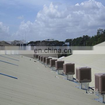 Roof mounted central air cooler evaporative cooling
