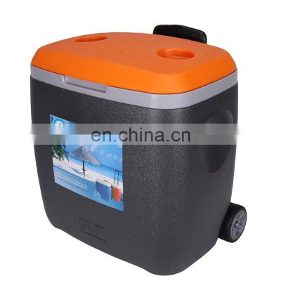 hiking trolley beer cans portable outdoor modern cooler box plastic Waterproof food fishing ice chest cooler box with wheels
