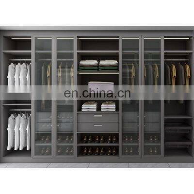 Factory Supply Modern Mirrored Wardrobe Sliding Door Walk In Closet For Bedroom Furniture Set