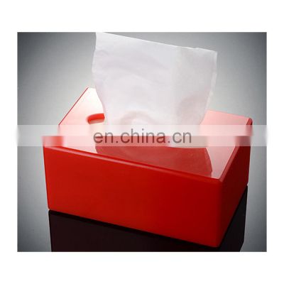 Customized Napkin Box Sanitary Napkin Case Red Acrylic Rectangular Tissue Box
