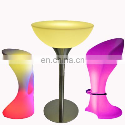 party wireless illuminated led light bar cocktail tables and chairs plastic party bar tables hookah lounge furniture