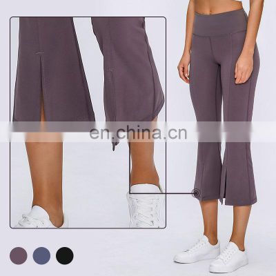 High Waisted Flared Fit Yoga 3/4 Capri Pants With Wide Legs For Fitness Gym Running Jogging Dance Sports