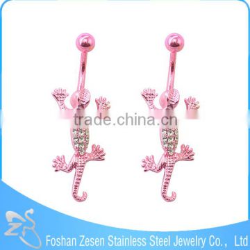 China manufacturer pink female navel white rhinestone lizard piercing body jewelry