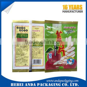 printed apple chips packaging bag/snack plastic sachet/dried fruit wrap bag/stand up pouch