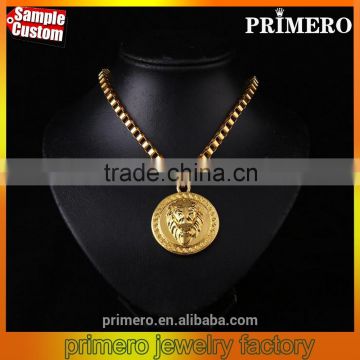Hot Sale Alloy Gold Chain Lionhead Pendant Men's Necklace Jewelry Wholesale