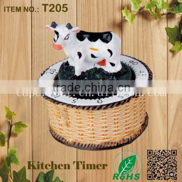 good quality mechanical kitchen resin diary cattle shape timer