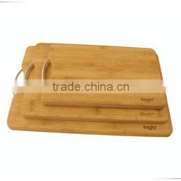 Big size eco-friendly and durable bamboo cutting board set with metal handle