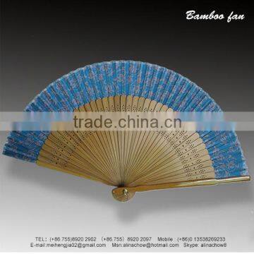 Beautiful lady silk bamboo fan