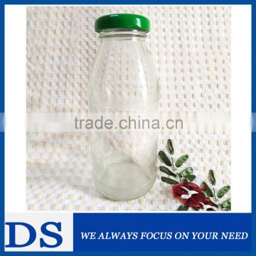 250ml high quality transparent glass juice bottle with tinplate cap