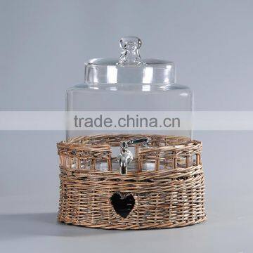 Wholesale glass water dispenser with willow base