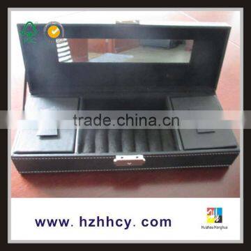 High quality custom logo leather jewellery box with mirror