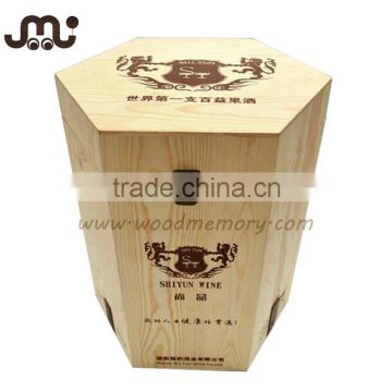 special hexagonal 6 bottle wood wine box