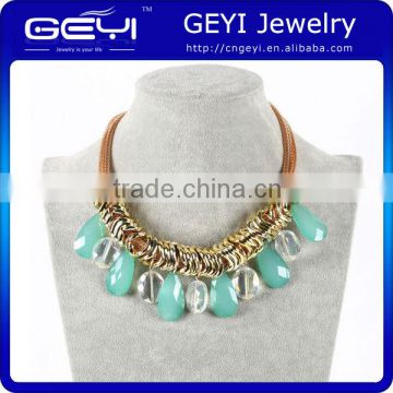 blue color stone necklaces jewelry wholesale exaggerated large faux stone and crystal choker necklace