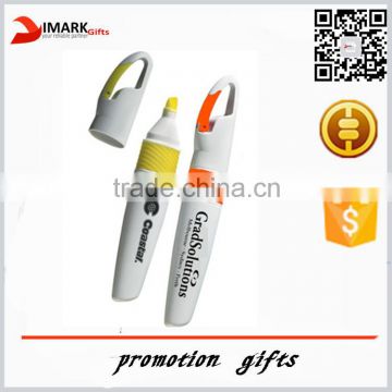 promotional logo highlighter pen with carabiner multicolor marker pen with hook