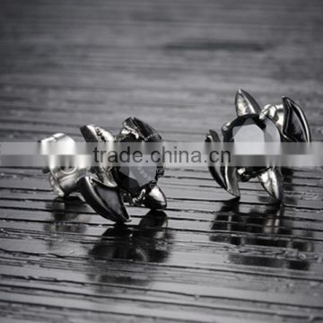 Stainless steel evil claw round black zircon fashion women earrings steam punk jewelry 6730569