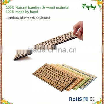 wholesale alibaba mini ultra-thin bluetooth wireless computer keyboard in bamboo color