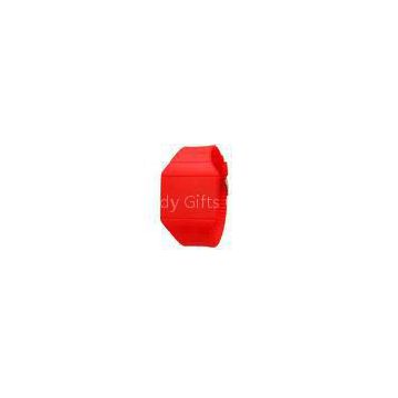 Ultra Thin Silicone Red LED Digital Watch , Advertising Lady Wrist Watch