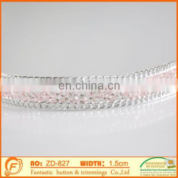 2014 hotsale rhinestone chain for women pink braid wedding decoration trimmings