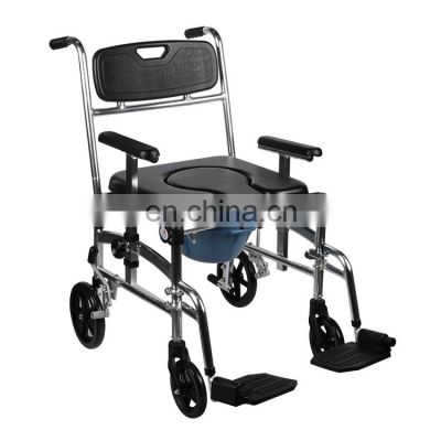 Luxury light weight durable detachable backrest patient commode wheeled toilet chair for the elderly